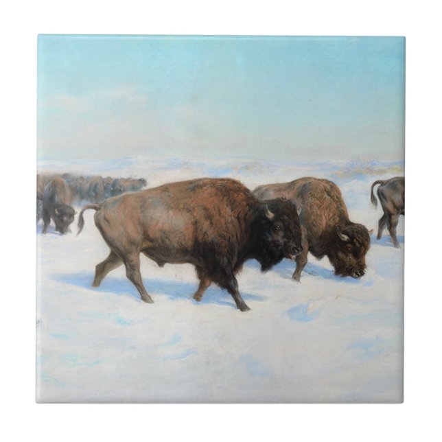Bison in the Snow (by Rosa Bonheur) Tile (Front)