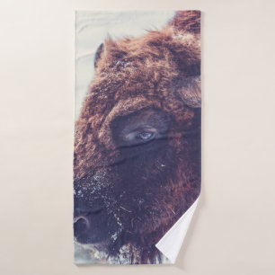 BISON IN THE WINTER BATH TOWEL