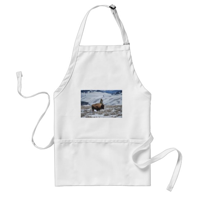 Bison in the Winter Mountains of Yellowstone Standard Apron (Front)