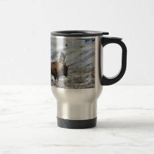 Bison in the Winter Mountains of Yellowstone Travel Mug