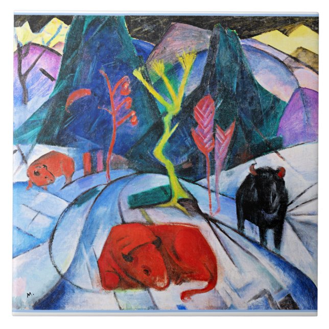 Bison in Winter, painting by Franz Marc Tile (Front)