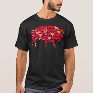 Bison Lover Cute Love Hearts Animals Couples Valen T-Shirt