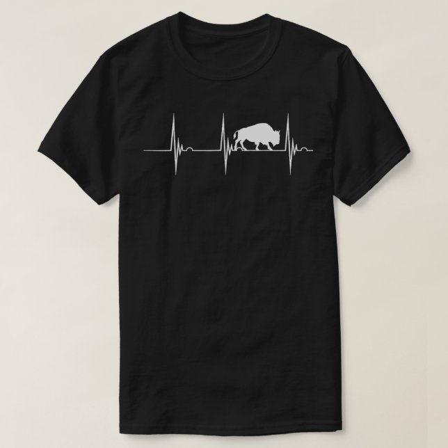 Bison Lover Heartbeat EKG Pulse Buffalo Wildlife A T-Shirt (Design Front)