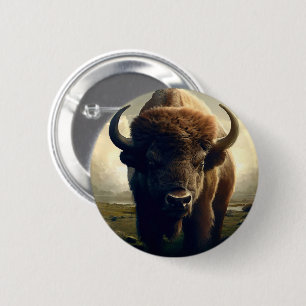 Bison Painting 6 Cm Round Badge