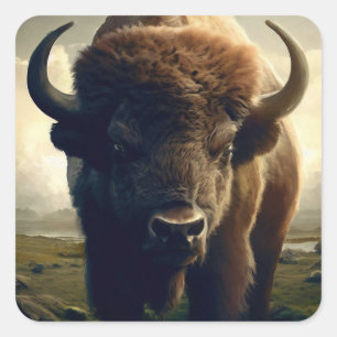 Bison Painting Square Sticker