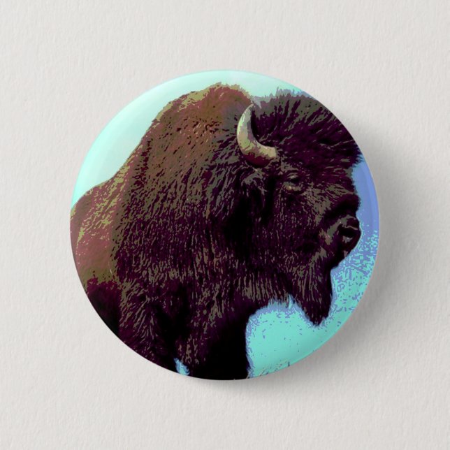 Bison Pop Art 6 Cm Round Badge (Front)