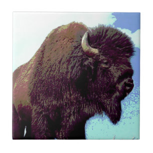 Bison Pop Art Tile