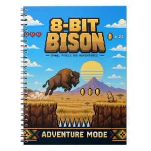 Bison, Retro 8-Bit Pixel Art Notebook
