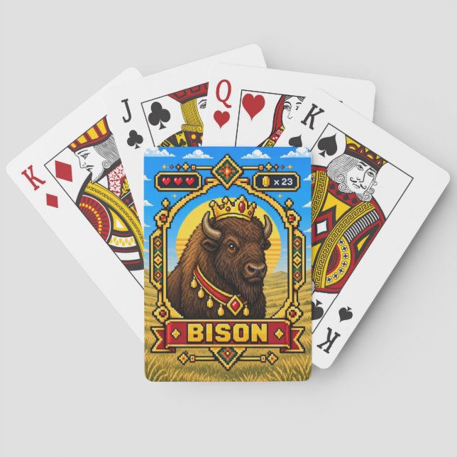 Bison Retro 8-Bit Pixel Art Playing Cards (Back)