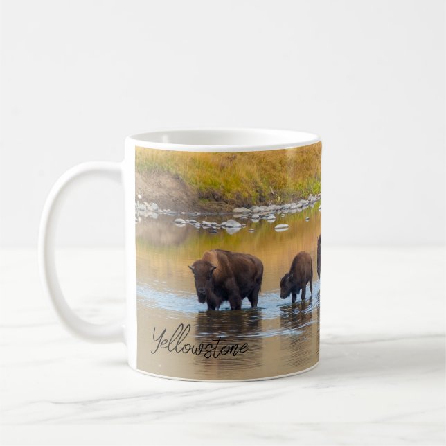 Bison River Crossing Yellowstone National Park Coffee Mug (Left)