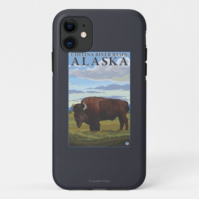 Bison Scene - Chitina River Basin, Alaska Case-Mate iPhone Case (Back)