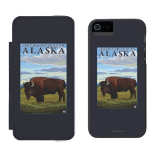 Bison Scene - Chitina River Basin, Alaska Incipio Watson™ iPhone 5 Wallet Case