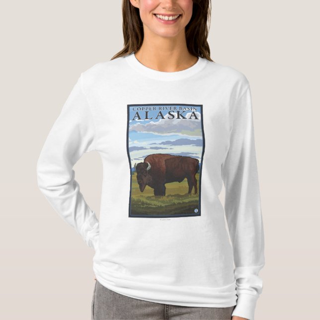 Bison Scene - Copper River Basin, Alaska T-Shirt (Front)