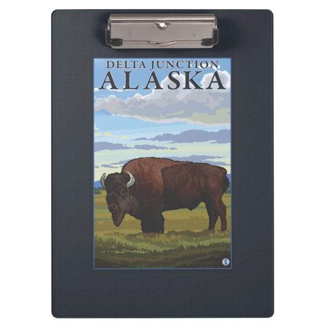 Bison Scene - Delta Junction, Alaska Clipboard (Front)
