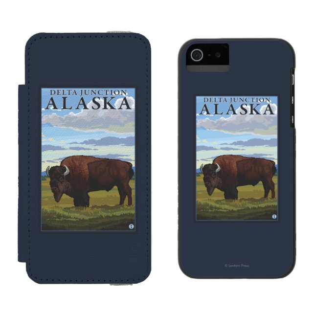 Bison Scene - Delta Junction, Alaska Incipio iPhone Wallet Case (Side by Side)