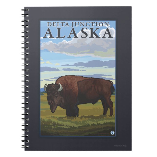 Bison Scene - Delta Junction, Alaska Spiral Notebook (Front)