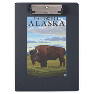Bison Scene - Fairwell, Alaska Clipboard