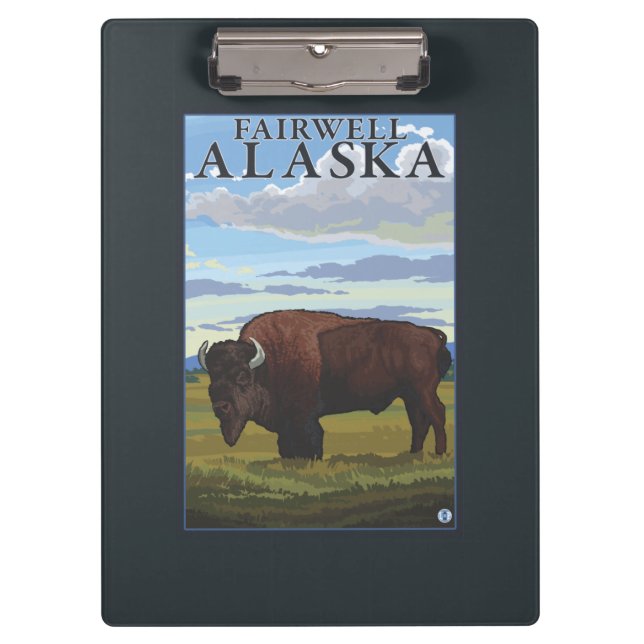 Bison Scene - Fairwell, Alaska Clipboard (Front)