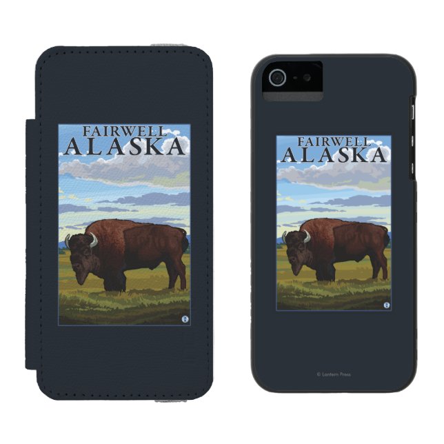 Bison Scene - Fairwell, Alaska Incipio iPhone Wallet Case (Side by Side)