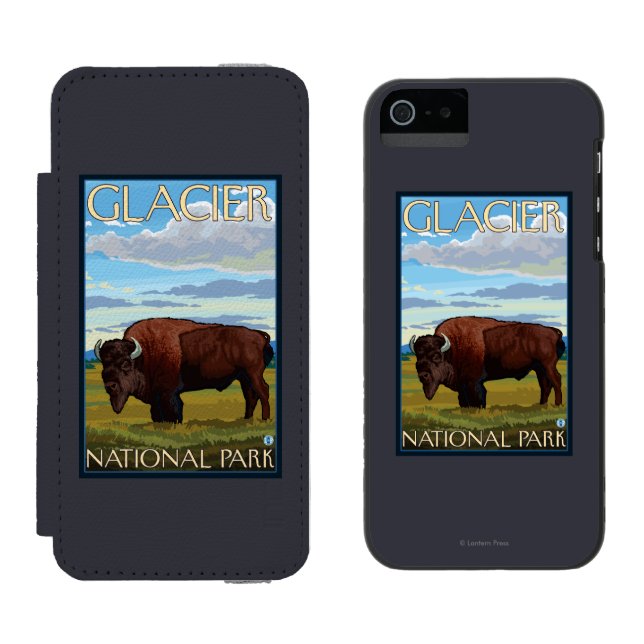 Bison Scene - Glacier National Park, MT Incipio iPhone Wallet Case (Side by Side)