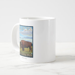Bison Scene - Glacier National Park, MT Large Coffee Mug