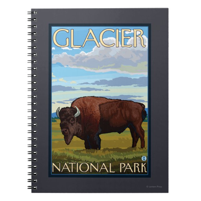 Bison Scene - Glacier National Park, MT Spiral Notebook (Front)
