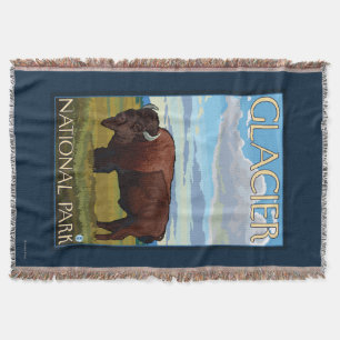 Bison Scene - Glacier National Park, MT Throw Blanket