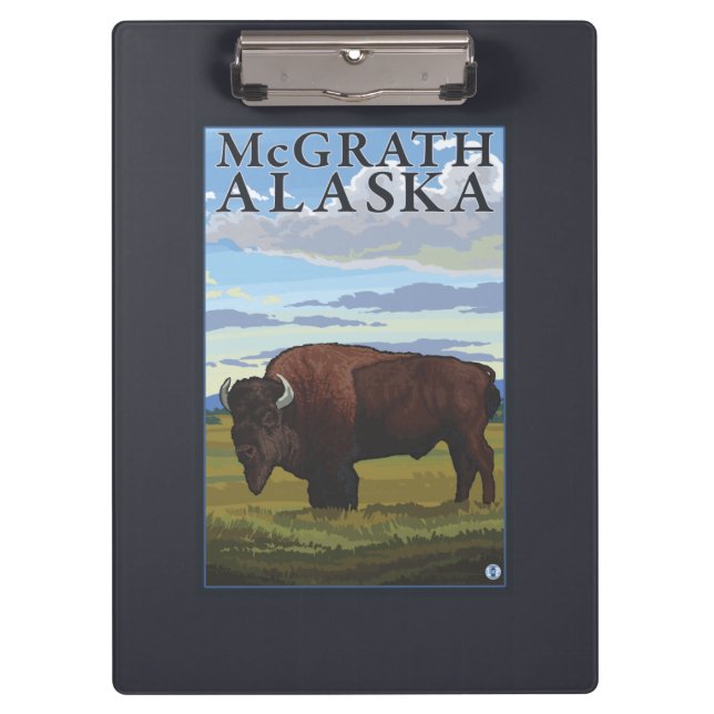 Bison Scene - McGrath, Alaska Clipboard (Front)