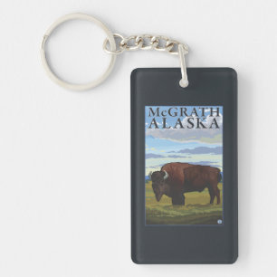 Bison Scene - McGrath, Alaska Key Ring