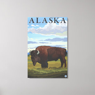 Bison Scene- Vintage Travel Poster Canvas Print