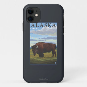 Bison Scene- Vintage Travel Poster iPhone 11 Case