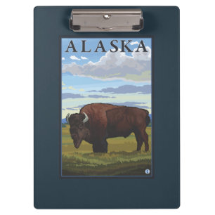 Bison Scene- Vintage Travel Poster Clipboard