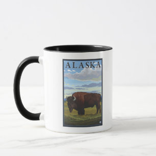 Bison Scene- Vintage Travel Poster Mug