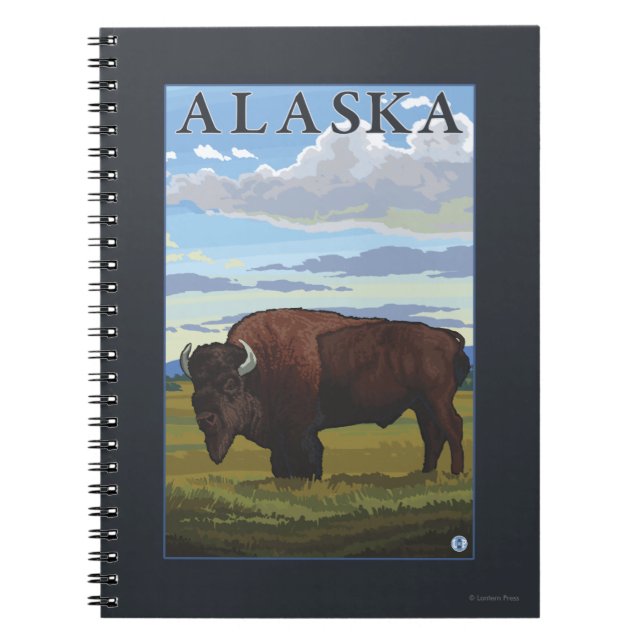 Bison Scene- Vintage Travel Poster Spiral Notebook (Front)