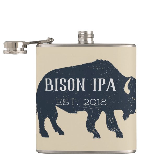 Bison Silhouette Customisable Hip Flask (Opened)