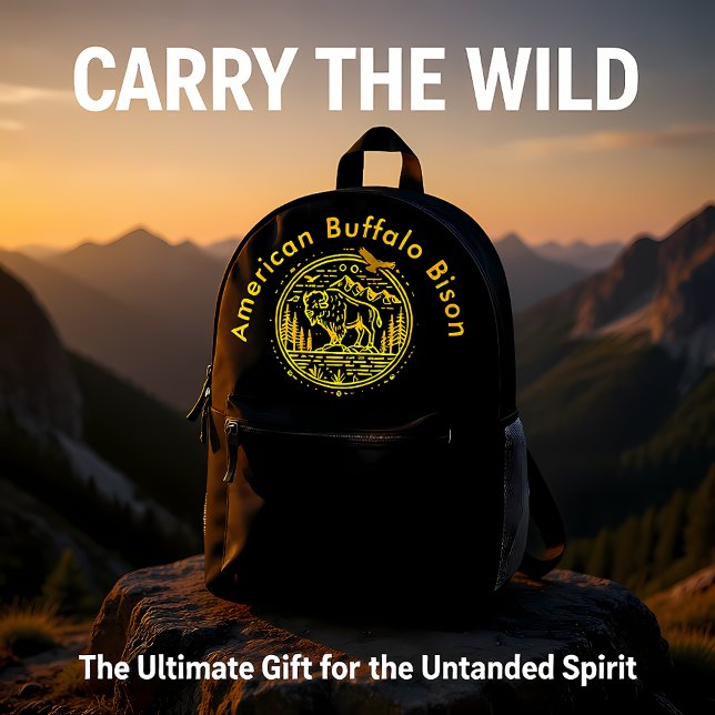 Bison Stands Majestically in a Natural Landscape Printed Backpack (Creator Uploaded)
