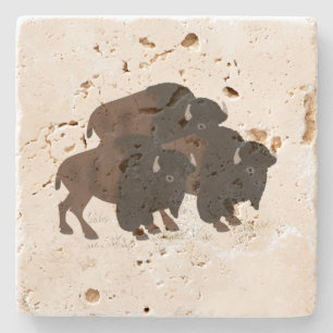 Bison Tavertine Stone Coaster