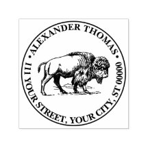 Bison Vintage Drawing Name Return Address