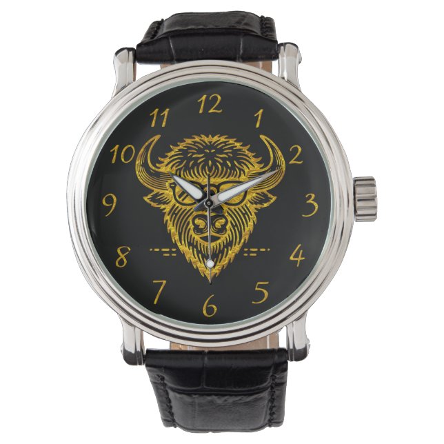 Bison Wearing Sunglasses With a Cool Expression Watch (Front)