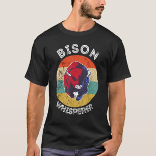 Bison Whisperer Buffalo Cattle Vintage Retro Sunse T-Shirt