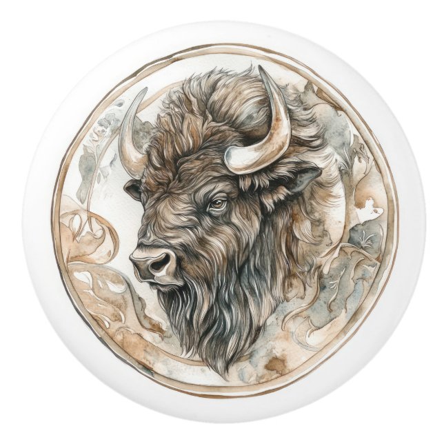 Bison Wild Tame and Timeless Collection Ceramic Knob (Front)