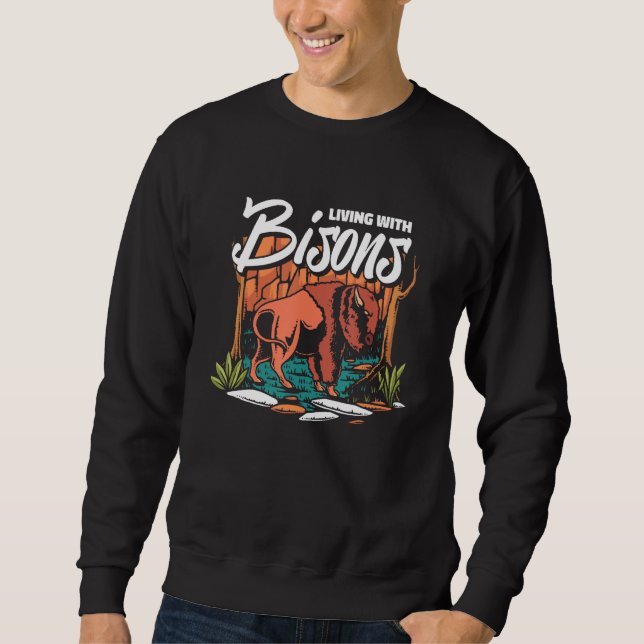 Bison Wildlife  Animal American Bison Sweatshirt (Front)