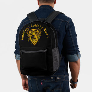 Bison With Bandanna in Graphic Style Artwork Printed Backpack