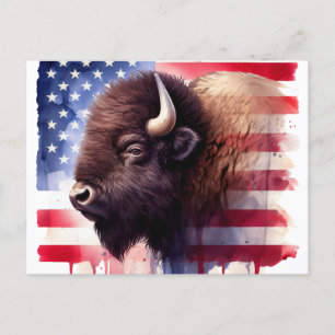Bison with United States of America flag Postcard