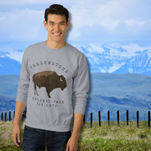 Bison Yellowstone National Park Established Dated Sweatshirt