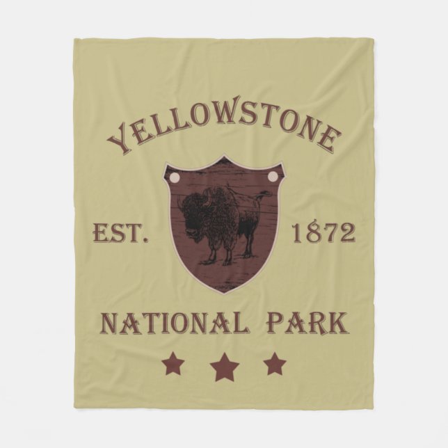 Bison Yellowstone National Park Fleece Blanket (Front)