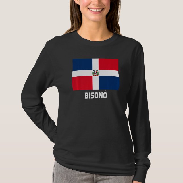 Bisonó Dominican Republic Flag Emblem Escudo Crest T-Shirt (Front)