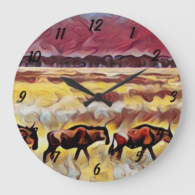 Bisons Home On The Range Pop Art, Round Clock (Front)