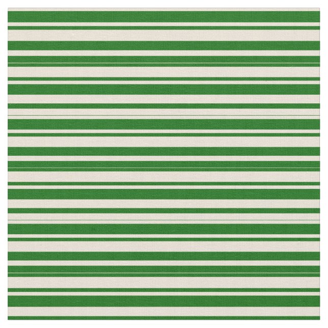 Bisque and Dark Green Coloured Lines Fabric (Close Up)