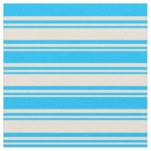 Bisque and Deep Sky Blue Stripes Fabric